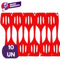 Kit Espátula Vazada Silicone Maciço Para Frituras Lanches Cozinha Restaurante Chapeira