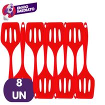 Kit Espátula Vazada Silicone Maciço Para Frituras Lanches Cozinha Restaurante Chapeira