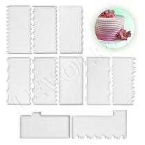 Kit Espátulas Acrílico Para Bolo 10 Unidades Com 20 Modelos