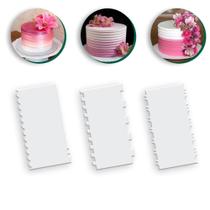 Kit Espátulas Acrílico Para Bolo 3 Unidades Com 6 Modelos Kit Espátulas Acrílico Para Bolo 3 Unidades Com 6 Modelos