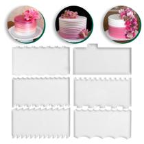 Kit Espátulas Acrílico Para Bolo 6 Unidades Com 12 Modelos