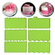 Kit Espátulas Acrílico Verde Para Bolo 6 Unid Com 12 Modelos Kit Espátulas Acrílico Verde Para Bolo 6 Unid Com 12 Modelos