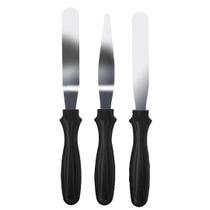 Kit espatulas confeiteiro inox 3 pecas profissional para confeitaria
