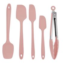 Kit Espátulas De Silicone Profissional Pegador Inox Cinza