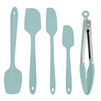 Kit Espátulas De Silicone Profissional Pegador Inox Cinza