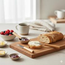 Kit Espátulas e Faca de Pão 5 Peças Cabo de Madeira