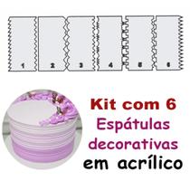 Kit Espátulas em Acrílico P/ Bolo 6 Unidades Kit Espátulas em Acrílico P/ Bolo 6 Unidades