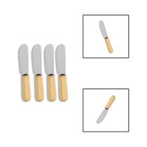 Kit Espátulas Inox Cabo Madeira Patê Manteiga Geleia 4 Peças Kit Espátulas Inox Cabo Madeira Patê Manteiga Geleia 4 Peças