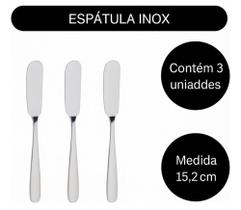 Kit Espátulas Manteiga Geleia Patê Inox Com 3 Unidades 15cm