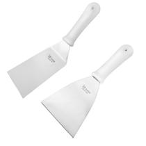 Kit Espátulas Reta Curva Inox Profissional Chapeiro Cozinha