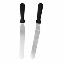 Kit Espátulas Reta E Curva Inox Resistente Confeitaria Kit Espátulas Reta E Curva Inox Resistente Confeitaria