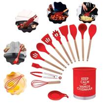 Kit Espátulas Silicone Pegador Colher Fue Cozinha 13 Pçs