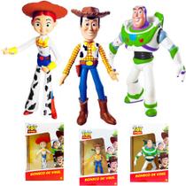Kit Especial 3 Bonecos Toy Story na Caixa Woody Buzz Lightyear e Jessie 18cm Original