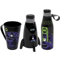 Kit Especial do Batman com Garrafa Caneca e Garrafa Foguete Infantil Plasútil