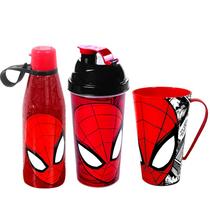 Kit Especial do Homem Aranha 3 em 1 Copo Caneca e Garrafa