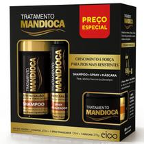 Kit Especial Eico Mandioca Hidratação Shampoo 450ml Máscara Tratamento 270g Spray Finalizador 120ml