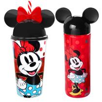 Kit Especial Garrafinha Lúdica e Copo com Orelhas Vermelha da Minnie 500ml Original