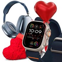 Kit Especial para Namorados: Relógio inteligente smartwatch HW ULTRA 2 chat GPT integrado + Fone Bluetooth PRO9 +7 pulseiras + Coração de Pelúcia