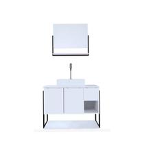 Kit Espelheira+balcao Hebrom Branco C/ripado 800x600x450 - Gabinetto