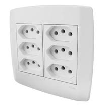 Kit Espelho 4x4 com Suporte 3 tomadas 10A e 3 tomadas 20A 250V Monobloco - Ilumi - Linha Slim