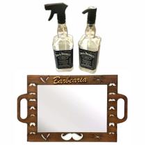 Kit Espelho Barbeiro Saboneteira Borrifador Jack Daniels Barber Shop Personalizado - JKVERAS
