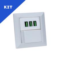 Kit Espelho Duplo Chanfrado 1 Interruptor 3 USB 5.2A Branco