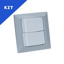 Kit Espelho Duplo Chanfrado 2 Interruptores Cada Cinza