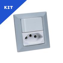 Kit Espelho Duplo Chanfrado 2 Interruptores e 2 Tomadas 20A