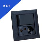 Kit Espelho Duplo Chanfrado 2 Interruptores e 2 Tomadas 20A