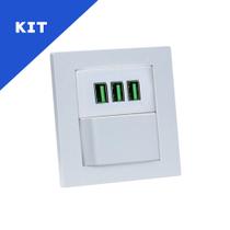Kit Espelho Duplo Reto 1 Interruptor e 3 USB 5.2A Branco Kit Espelho Duplo Reto 1 Interruptor e 3 USB 5.2A Branco