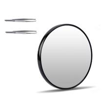 Kit Espelho Lente Aumento +2Un Pinça Sobrancelha Inox