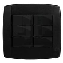 KIT - Espelho Placa 4X4 com suporte + 4 módulos interruptor simples + 2 módulos interruptor paralelo - Linha LEV Preta
