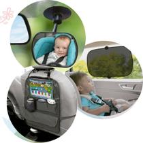 Kit Espelho Retrovisor Infantil Organizador Carro Quebra Sol