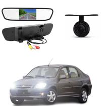 Kit Espelho Retrovisor LCD 4.3 + Câmera de Ré Prisma 2006 2007 2008 2009 2010 2011 2012 2013 2014 2015 2016 2017