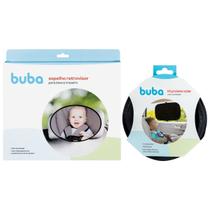 Kit Espelho Retrovisor Oval Banco Traseiro Bebê Conforto Cadeirinha Carro e Kit Protetor Solar com Ventosas Buba