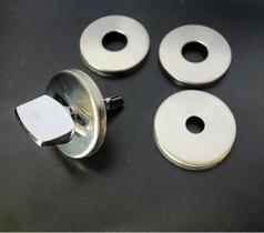 kit Espelho Roseta acabamento Fechadura porta Banheiro Inox Cromado