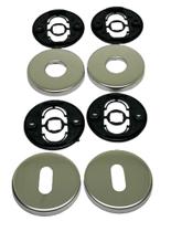 Kit Espelho Roseta Redonda Avulso Fechadura Chave Interna QuartoCromo Inox Escovado Acetinado - imab