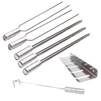 Kit Espeto 50cm Churrasco Suporte Inox E Espalha Brasa - GENERIC