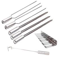 Kit Espeto 50cm Churrasco Suporte Inox E Espalha Brasa Kit Espeto 50cm Churrasco Suporte Inox E Espalha Brasa