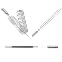 Kit Espeto Grelha Tridente Espada Giratório p/ Churrasqueira