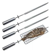 Kit Espetos 1 Grelha 3 Espada Para Grill