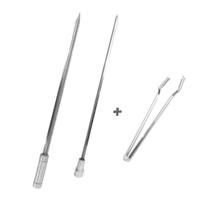 Kit Espetos Espada E Coração 50cm Mais Pegador De Carne In