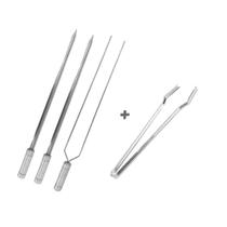 Kit Espetos Inox 40cm Espada E Duplo Mais Pegador De Carnes