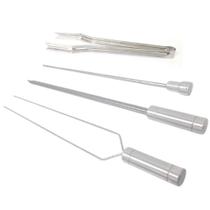 Kit Espetos Para Churrasco 50cm Inox Com Pegador De Carnes Kit Espetos Para Churrasco 50cm Inox Com Pegador De Carnes
