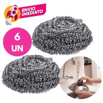 Kit Esponja De Aço Inox Limpeza Pesada Bucha Brilho Panela Grelha Casa Faxina