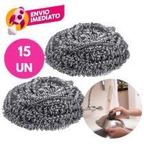 Kit Esponja De Aço Inox Limpeza Pesada Bucha Brilho Panela Grelha Casa Faxina Kit Esponja De Aço Inox Limpeza Pesada Bucha Brilho Panela Grelha Casa Faxina