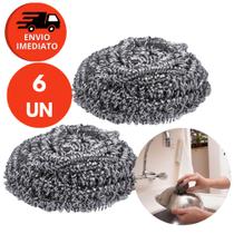Kit Esponja De Aço Inox Limpeza Pesada Bucha Brilho Panela Grelha Casa Faxina