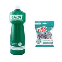 Kit Esponja Flash Limp + Limpa Pedras 1l Ferjá