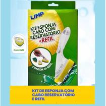Kit Esponja Lava Louça Com Cabo Reservatório Dispenser 120ml 1 refis