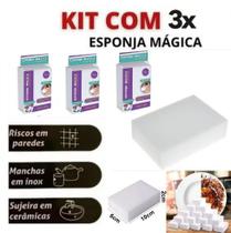 Kit esponja mágica 3un tira manchas riscos ferrugem sujeiras Kit esponja mágica 3un tira manchas riscos ferrugem sujeiras